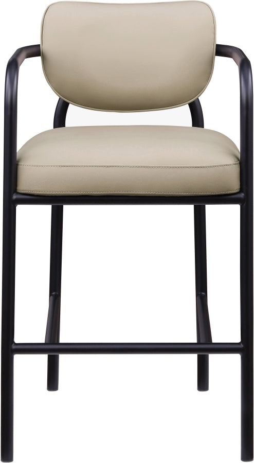 Serava Vegan Leather Upholstered Bar Stool — 77069-C - Beige - 77069Beige-C alternate view 2