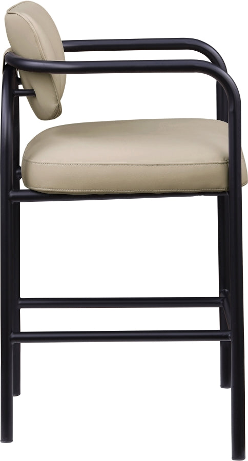 Serava Vegan Leather Upholstered Bar Stool — 77069-C - Beige - 77069Beige-C alternate view 3
