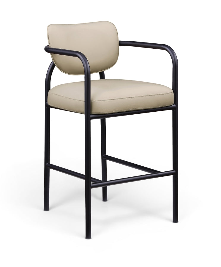 Serava Vegan Leather Upholstered Bar Stool — 77069-C - Beige - 77069Beige-C