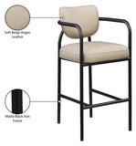 Serava Vegan Leather Upholstered Bar Stool — 77069-C - Beige - 77069Beige-C Infographic
