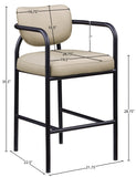 Serava Vegan Leather Upholstered Bar Stool — 77069-C - Beige - 77069Beige-C Dim