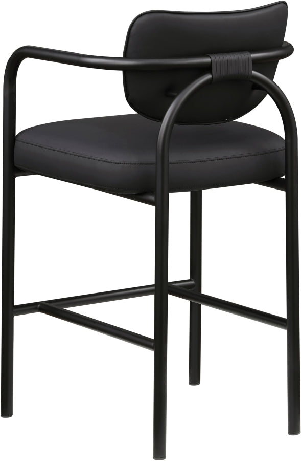 Serava Vegan Leather Upholstered Bar Stool — 77069-C - Black - 77069Black-C alternate view 5