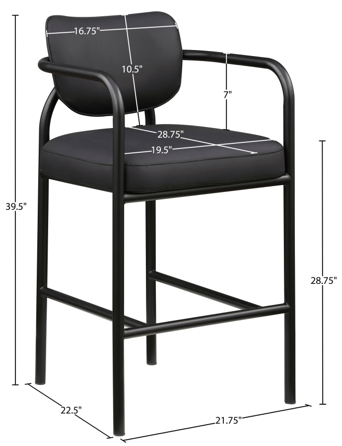 Serava Vegan Leather Upholstered Bar Stool — 77069-C - Black - 77069Black-C Dim