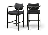 Serava Vegan Leather Upholstered Bar Stool — 77069-C - Black - 77069Black-C Double Chair