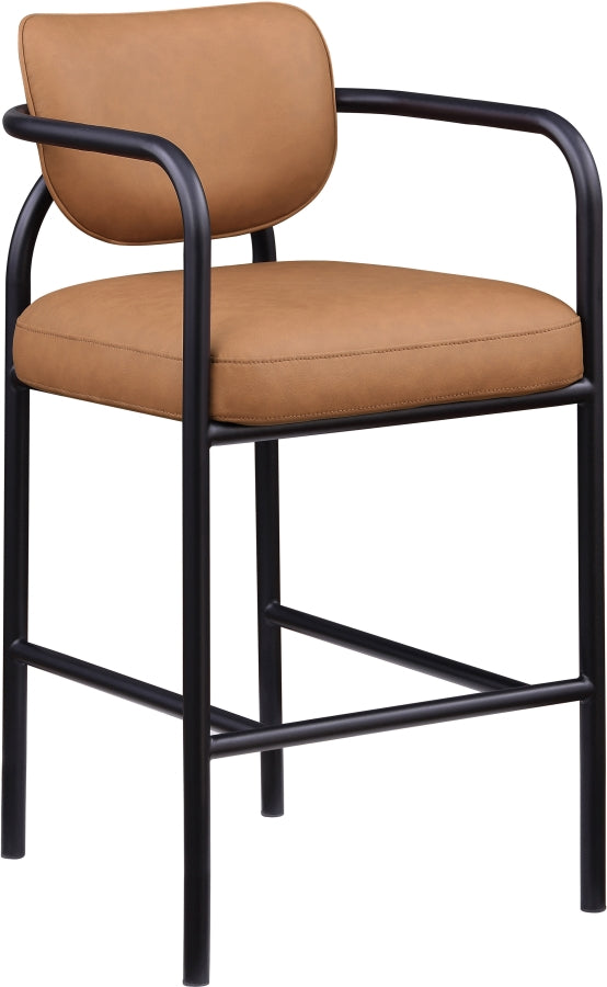 Serava Vegan Leather Upholstered Bar Stool — 77069-C - Cognac - 77069Cognac-C alternate view 2