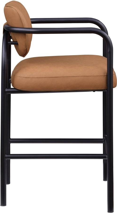 Serava Vegan Leather Upholstered Bar Stool — 77069-C - Cognac - 77069Cognac-C alternate view 3