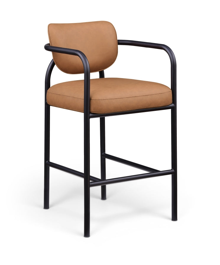 Serava Vegan Leather Upholstered Bar Stool — 77069-C - Cognac - 77069Cognac-C