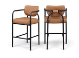 Serava Vegan Leather Upholstered Bar Stool — 77069-C - Cognac - 77069Cognac-C Double Chair