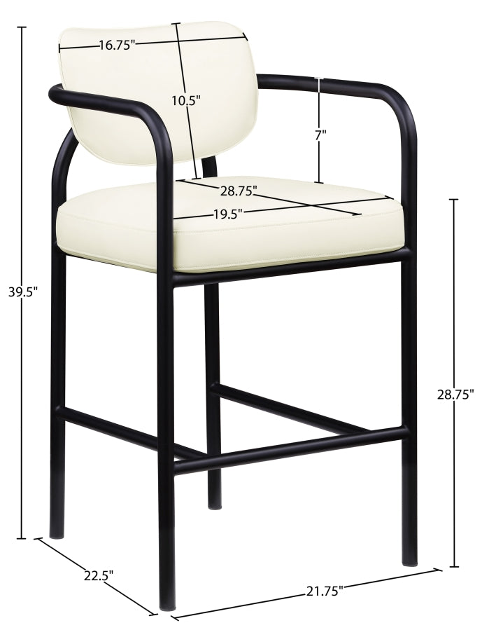Serava Vegan Leather Upholstered Bar Stool — 77069-C - Cream - 77069Cream-C Dim