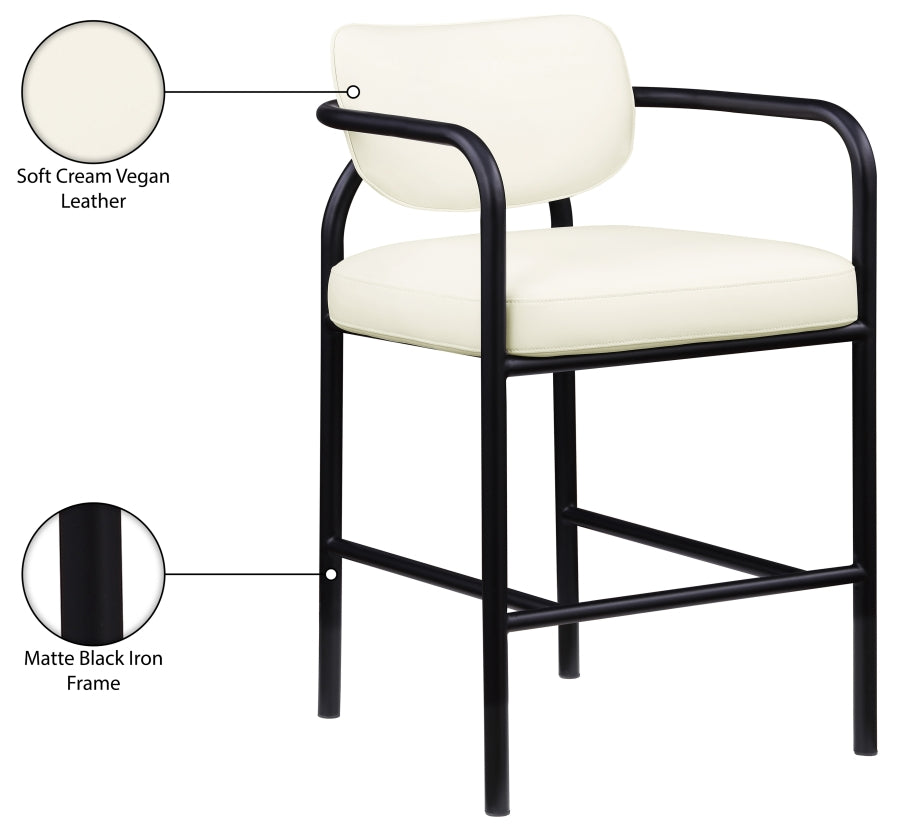 Serava Vegan Leather Upholstered Bar Stool — 77069-C - Cream - 77069Cream-C Infographic