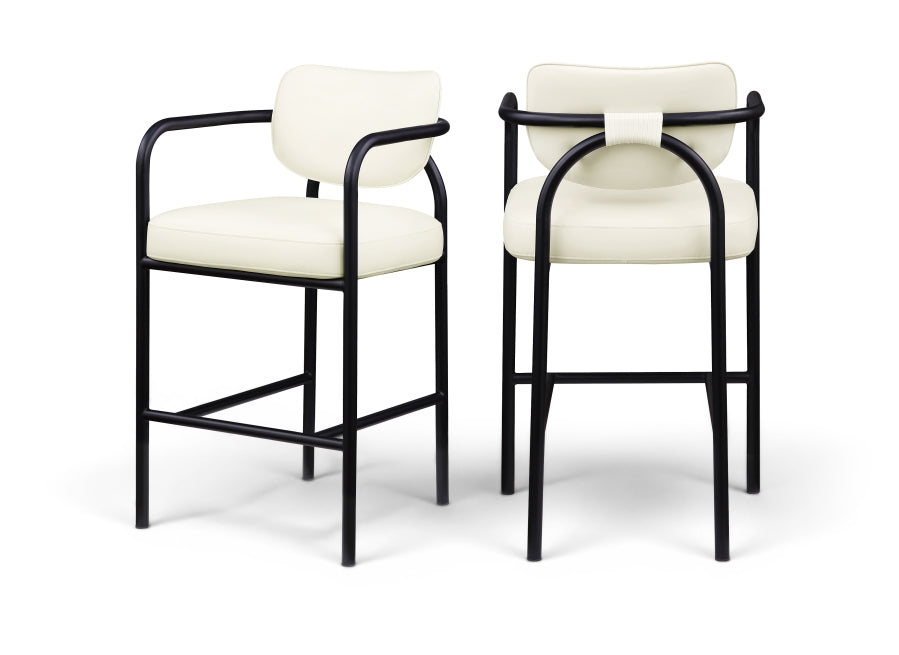 Serava Vegan Leather Upholstered Bar Stool — 77069-C - Cream - 77069Cream-C Double Chair