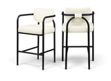 Serava Vegan Leather Upholstered Bar Stool — 77069-C - Cream - 77069Cream-C Double Chair