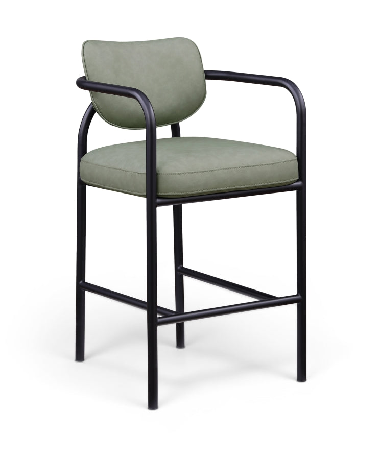 Serava Vegan Leather Upholstered Bar Stool — 77069-C - Green - 77069Green-C