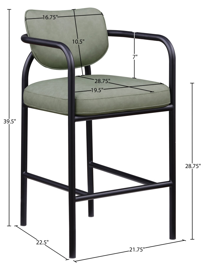 Serava Vegan Leather Upholstered Bar Stool — 77069-C - Green - 77069Green-C Dim