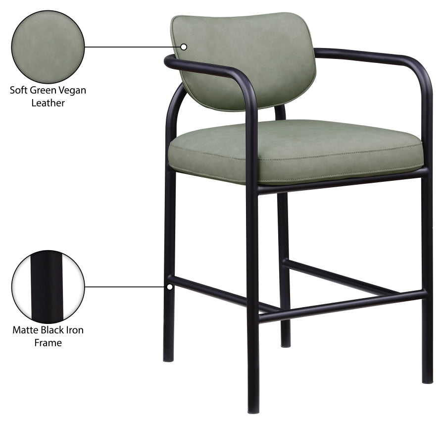 Serava Vegan Leather Upholstered Bar Stool — 77069-C - Green - 77069Green-C Infographic