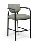 Serava Vegan Leather Upholstered Bar Stool — 77069-C - Green - 77069Green-C
