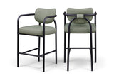 Serava Vegan Leather Upholstered Bar Stool — 77069-C - Green - 77069Green-C Double Chair