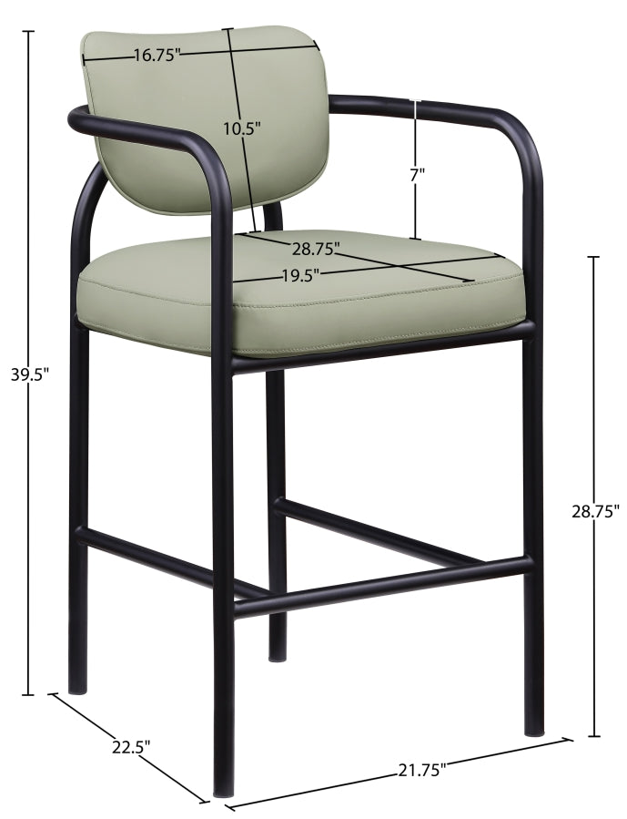 Serava Vegan Leather Upholstered Bar Stool — 77069-C - Mint - 77069Mint-C Dim