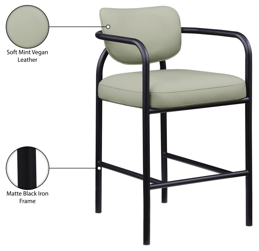 Serava Vegan Leather Upholstered Bar Stool — 77069-C - Mint - 77069Mint-C Infographic