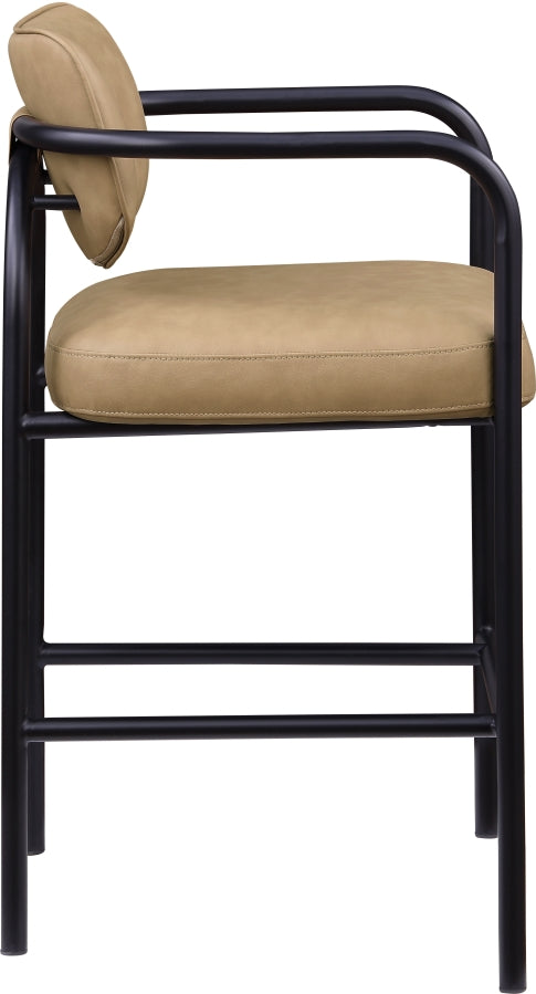 Serava Vegan Leather Upholstered Bar Stool — 77069-C - Tan - 77069Tan-C alternate view 3