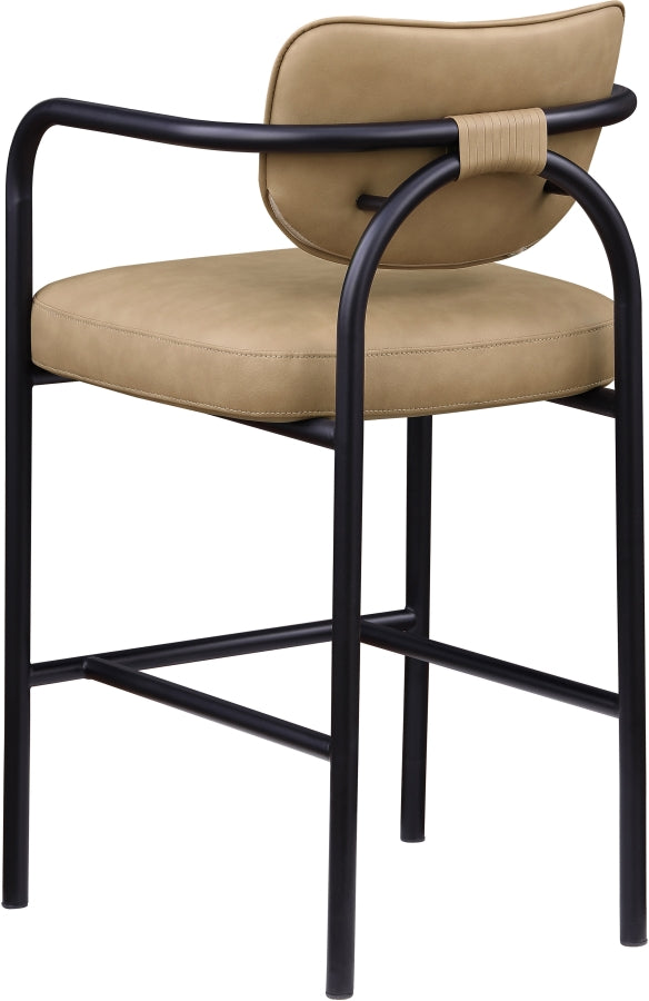 Serava Vegan Leather Upholstered Bar Stool — 77069-C - Tan - 77069Tan-C alternate view 5