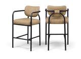 Serava Vegan Leather Upholstered Bar Stool — 77069-C - Tan - 77069Tan-C Double Chair