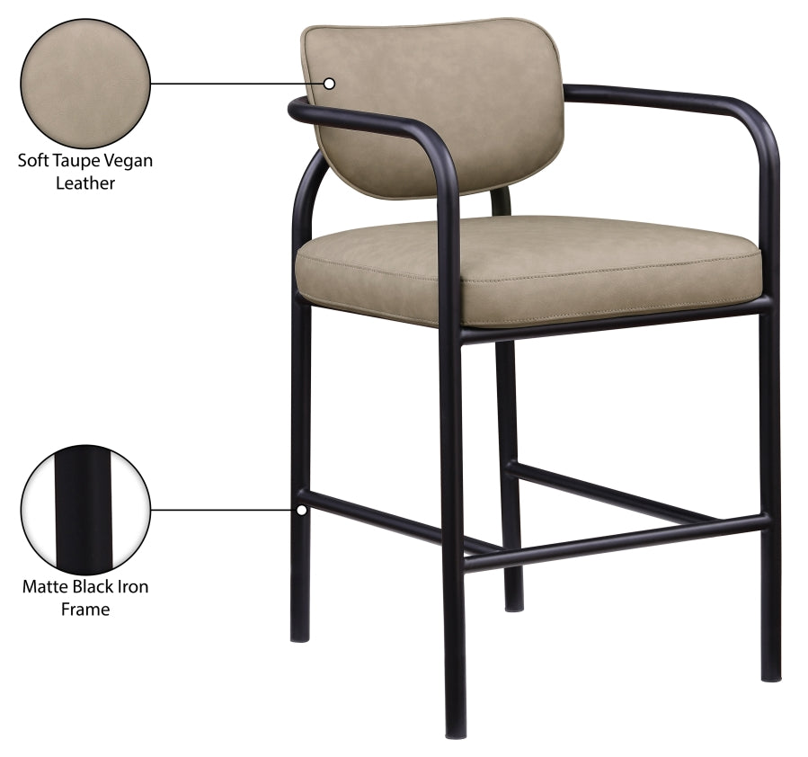 Serava Vegan Leather Upholstered Bar Stool — 77069-C - Taupe - 77069Taupe-C Infographic