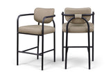 Serava Vegan Leather Upholstered Bar Stool — 77069-C - Taupe - 77069Taupe-C Double Chair