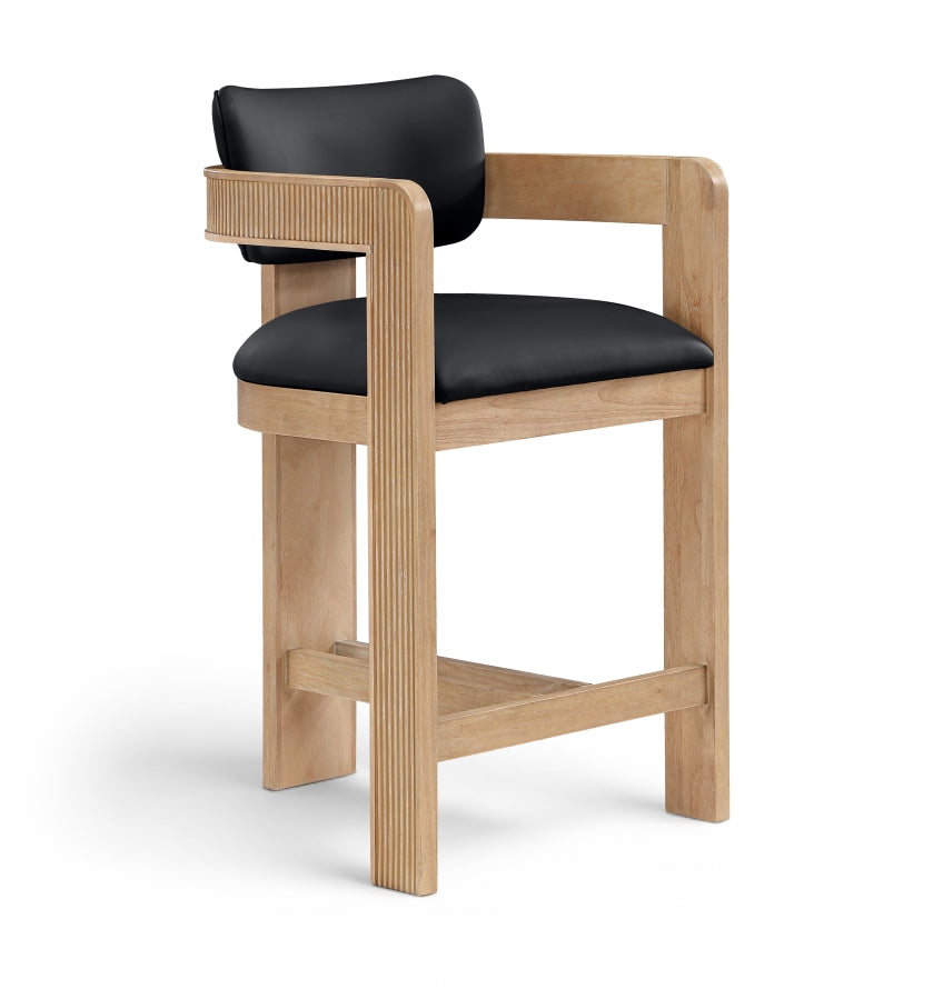 Sacha Vegan Leather Upholstered Counter Stool — 75064-C - Black - 75064Black-C
