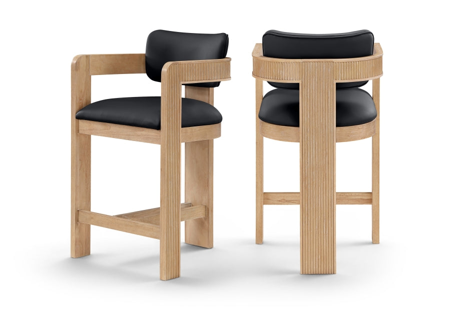 Sacha Vegan Leather Upholstered Counter Stool — 75064-C - Black - 75064Black-C Double Chair