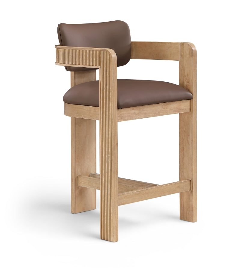 Sacha Vegan Leather Upholstered Counter Stool — 75064-C - Brown - 75064Brown-C