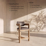 Sacha Vegan Leather Upholstered Counter Stool — 75064-C - Brown - 75064Brown-C Infographic