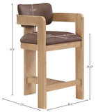 Sacha Vegan Leather Upholstered Counter Stool — 75064-C - Brown - 75064Brown-C Dim