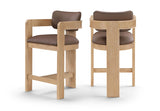 Sacha Vegan Leather Upholstered Counter Stool — 75064-C - Brown - 75064Brown-C Double Chair