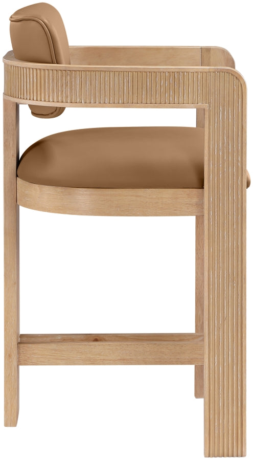 Sacha Vegan Leather Upholstered Counter Stool — 75064-C - Cognac - 75064Cognac-C alternate view 3