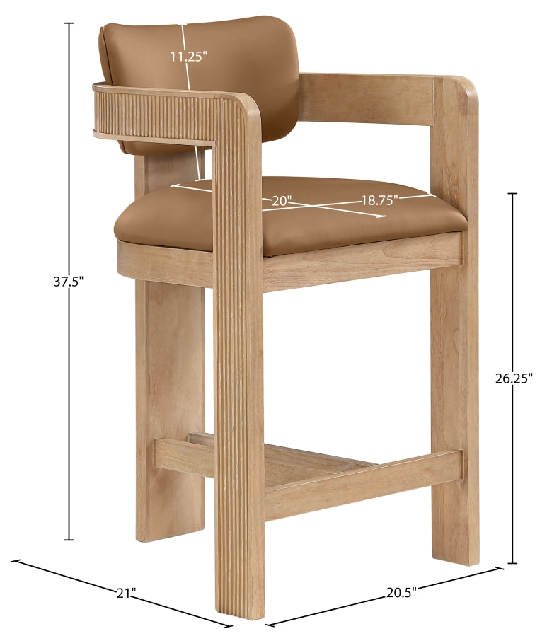 Sacha Vegan Leather Upholstered Counter Stool — 75064-C - Cognac - 75064Cognac-C Dim