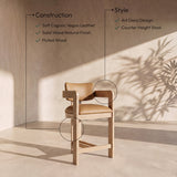 Sacha Vegan Leather Upholstered Counter Stool — 75064-C - Cognac - 75064Cognac-C Infographic
