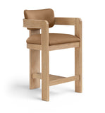 Sacha Vegan Leather Upholstered Counter Stool — 75064-C - Cognac - 75064Cognac-C