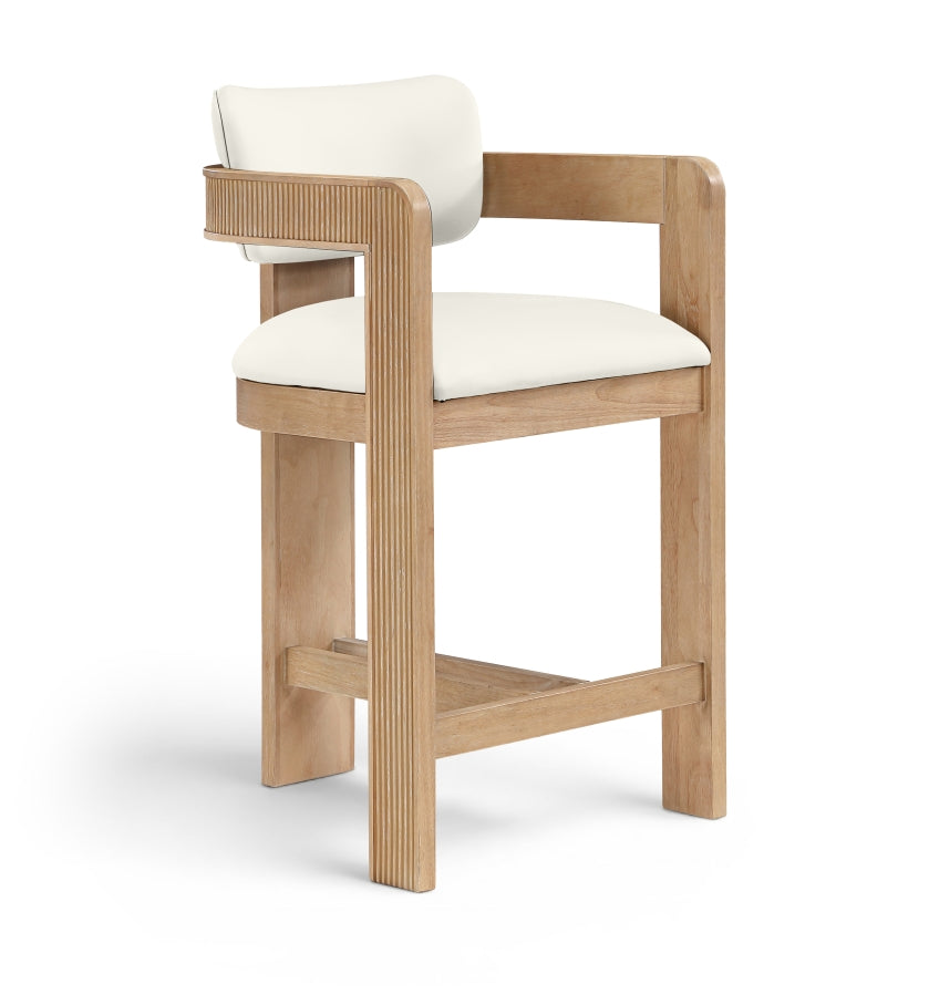 Sacha Vegan Leather Upholstered Counter Stool — 75064-C - Cream - 75064Cream-C