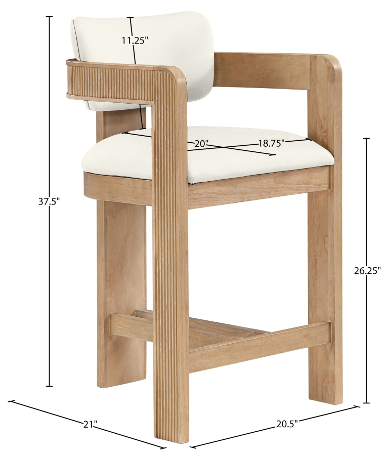 Sacha Vegan Leather Upholstered Counter Stool — 75064-C - Cream - 75064Cream-C Dim
