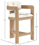 Sacha Vegan Leather Upholstered Counter Stool — 75064-C - Cream - 75064Cream-C Dim