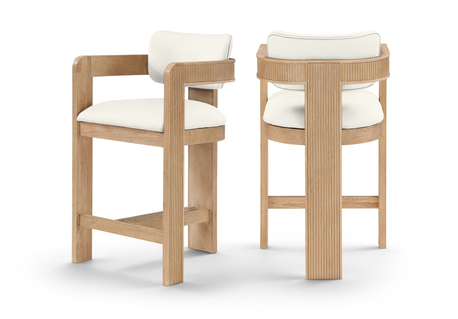 Sacha Vegan Leather Upholstered Counter Stool — 75064-C - Cream - 75064Cream-C Double Chair