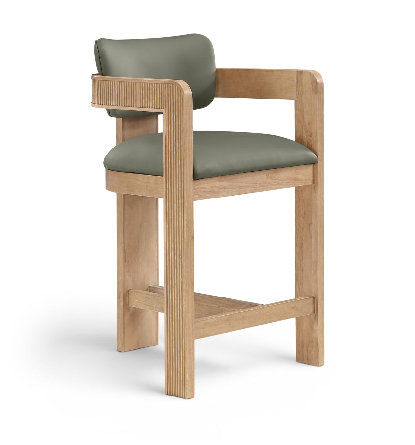 Sacha Vegan Leather Upholstered Counter Stool — 75064-C - Olive - 75064Olive-C