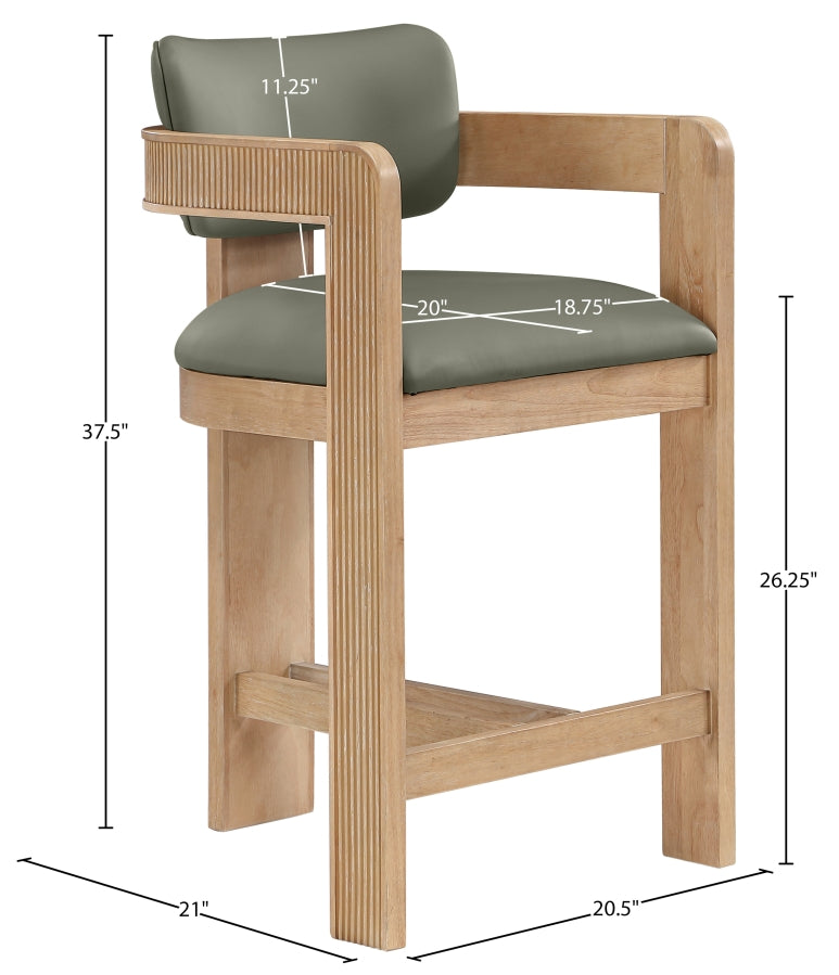 Sacha Vegan Leather Upholstered Counter Stool — 75064-C - Olive - 75064Olive-C Dim