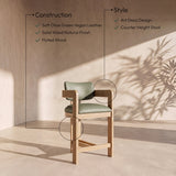 Sacha Vegan Leather Upholstered Counter Stool — 75064-C - Olive - 75064Olive-C Infographic