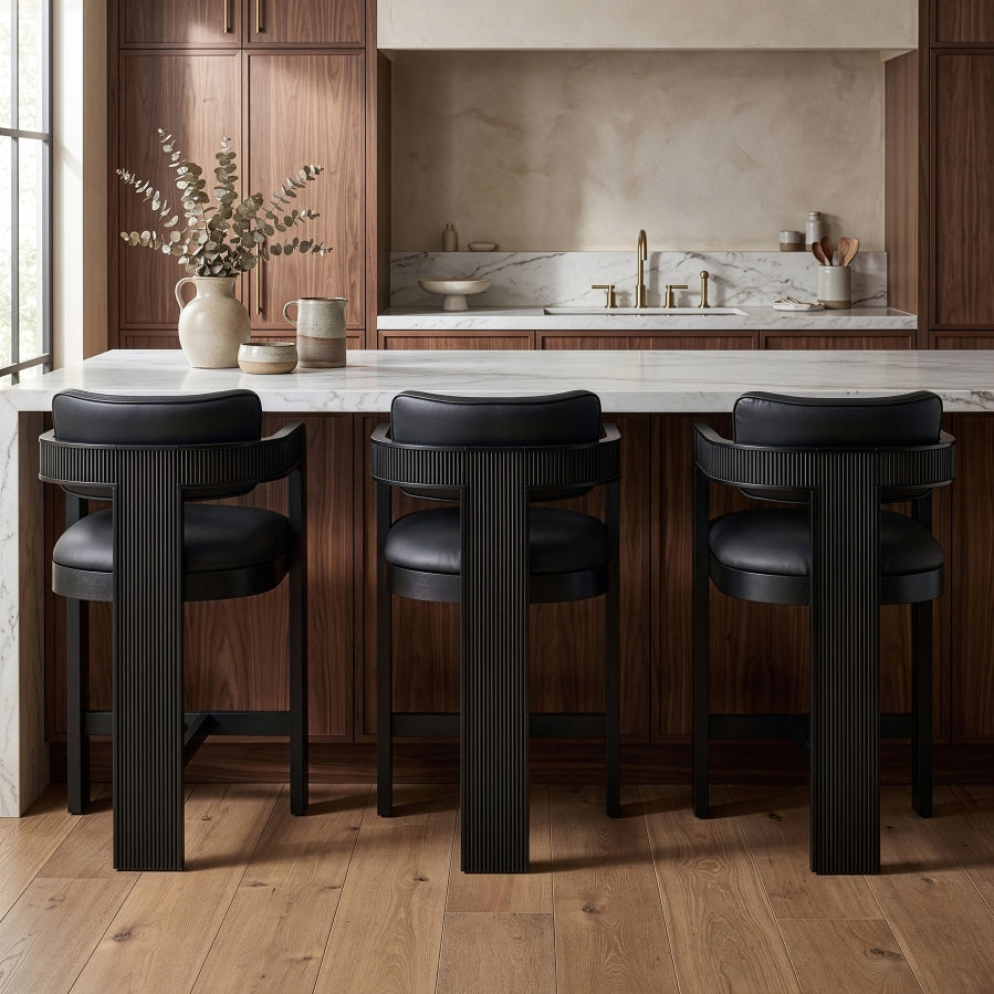 Sacha Vegan Leather Upholstered Counter Stool — 75065-C - Black - 75065Black-C alternate view 1