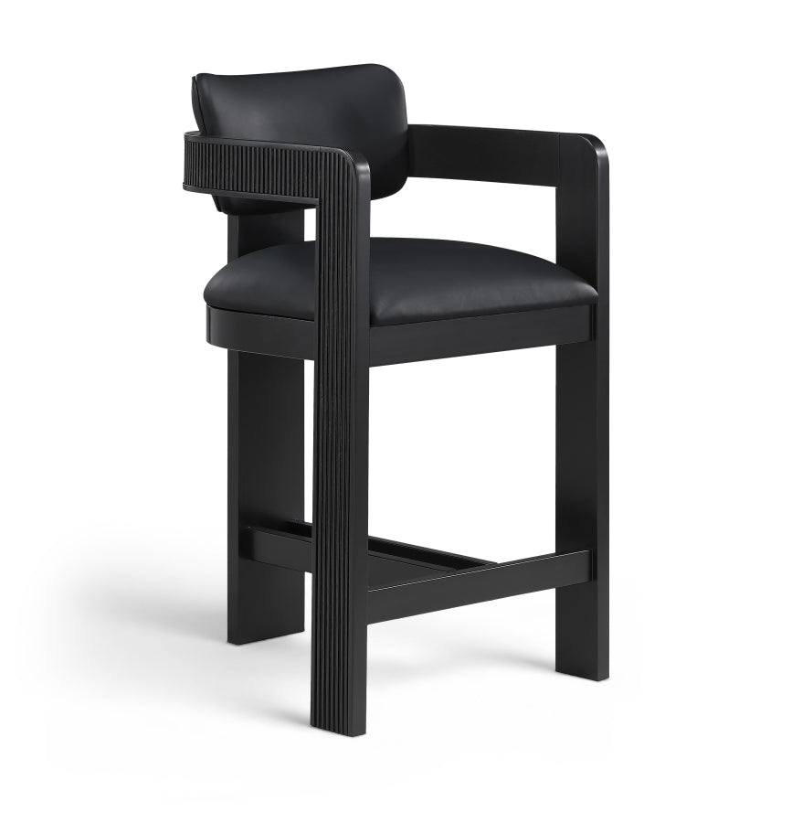 Sacha Vegan Leather Upholstered Counter Stool — 75065-C - Black - 75065Black-C