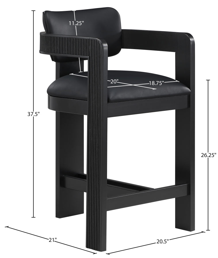 Sacha Vegan Leather Upholstered Counter Stool — 75065-C - Black - 75065Black-C Dim
