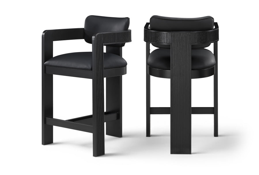 Sacha Vegan Leather Upholstered Counter Stool — 75065-C - Black - 75065Black-C Double Chair