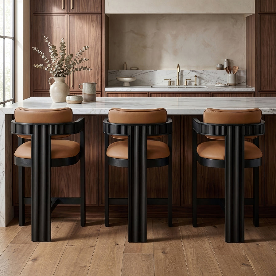Sacha Vegan Leather Upholstered Counter Stool — 75065-C - Cognac - 75065Cognac-C alternate view 1